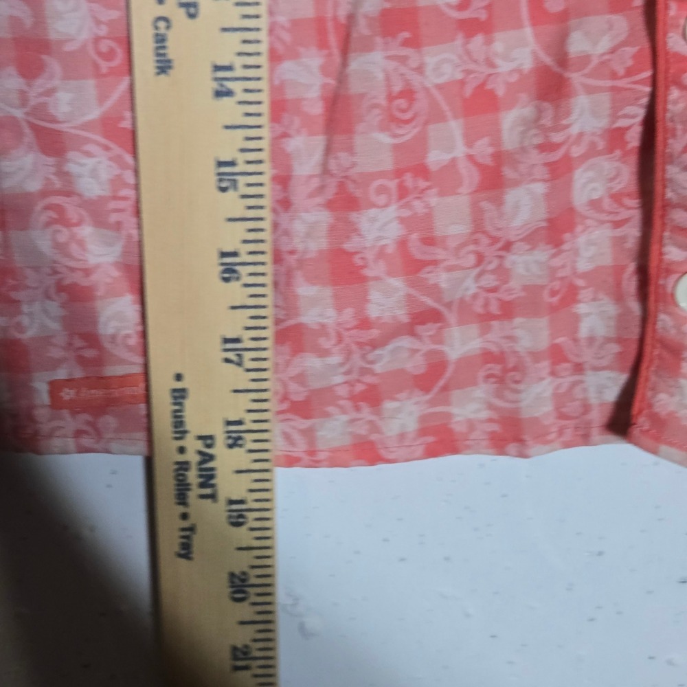 American Girl Girls Gingham Plaid Floral Pajama Top Small 7/8 Tenney Coral PJs - Picture 8 of 10